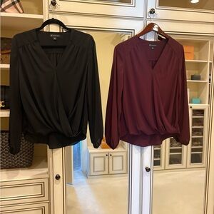 INC International Concepts Black and Burgundy Blouses Size XS Bundle of TWO